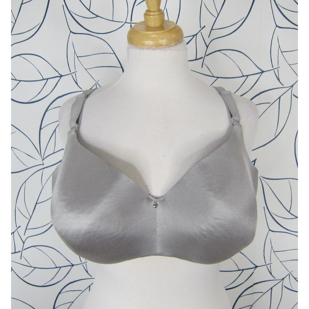 Cacique Invisible Back Smoother Lightly Lined Satin Balconette Bra Sz 42DDD Gray